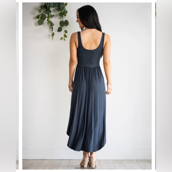 Blue Asymmetrical Sundress Scoop Neck Sleeveless - Picture 3 of 8